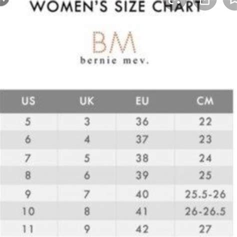 bernie mev size chart